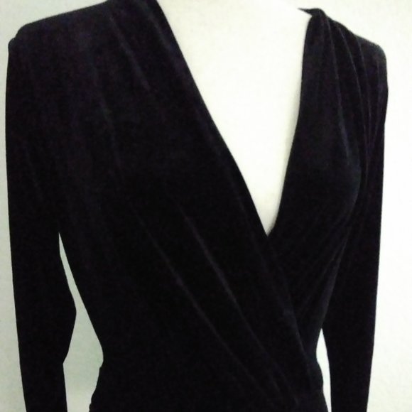 Limited Black Velvet Bodysuit Long Sleeve Vintage Size Medium - Picture 3 of 8